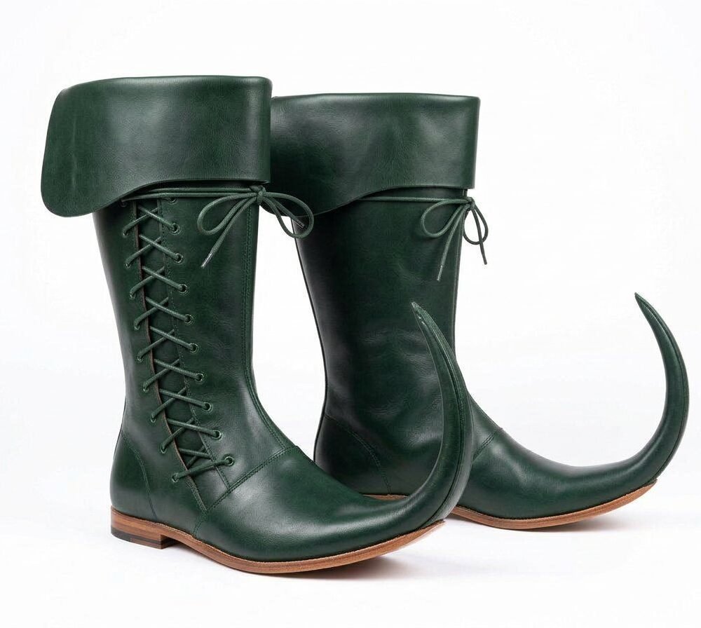 Black Laced Medieval Pointed Boots – Handmade Leather - Image 7