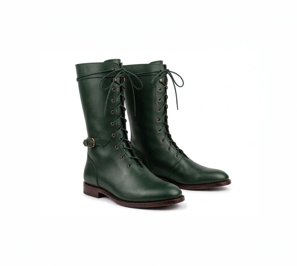 lack Medieval Riding Boots with Brass Eyelets & Ankle Buckle (Copy) - Image 6
