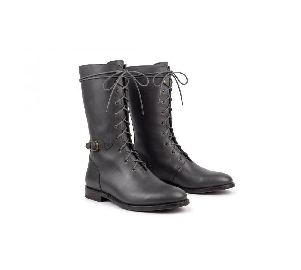 lack Medieval Riding Boots with Brass Eyelets & Ankle Buckle (Copy) - Image 7