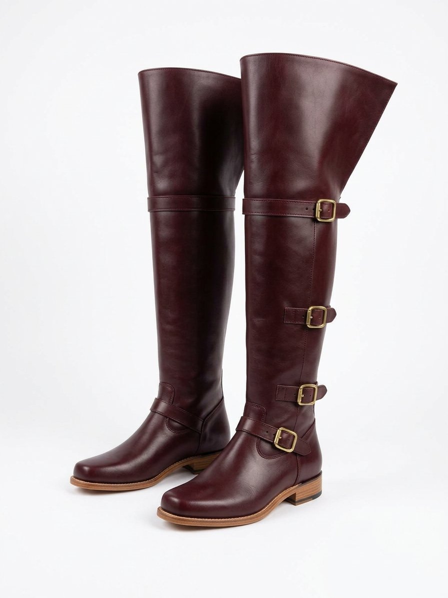 Black Cavalier Thigh-High Boots with Fold-Over Bucket Cuff - Image 8