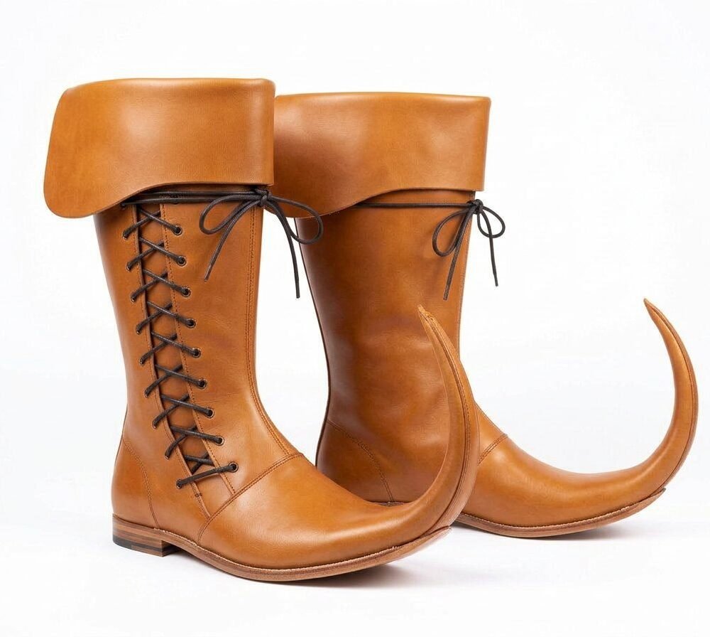 Black Laced Medieval Pointed Boots – Handmade Leather - Image 8