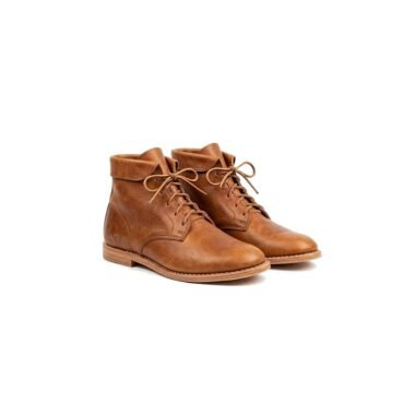 Tan Wendeschuh Turn-Shoe Ankle Boot pair, hero product shot on white background