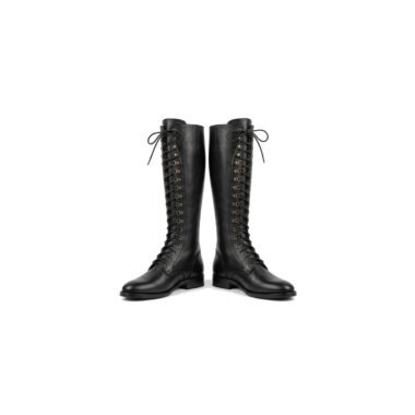 Black Women's Corset-Lace Knee-High Boot pair