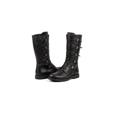 Black Viking Tall Lace-Through Boot – Black pair, hero product shot on white background
